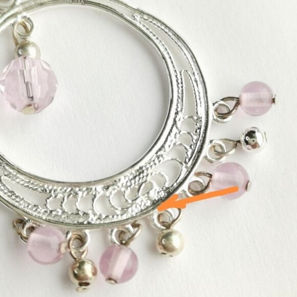 Boho Sterling silver Pink crystal  pendant necklace 🆕 - Picture 6 of 7